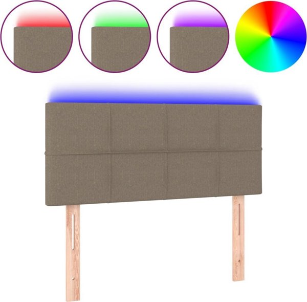 vidaXL προσκέφαλο κρεβατιού με LED, taupe, 90x5x78/88 cm, ύφασμα