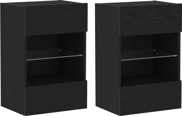 vidaXL Σετ 2 Ντουλάπια Τηλεόρασης, Μαύρη Δρυς, 40x30x60,5 εκ., από Ξύλο Μηχανικής Κατασκευής