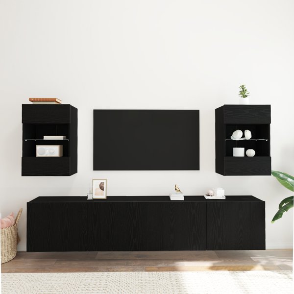 vidaXL Σετ 2 Ντουλάπια Τηλεόρασης, Μαύρη Δρυς, 40x30x60,5 εκ., από Ξύλο Μηχανικής Κατασκευής