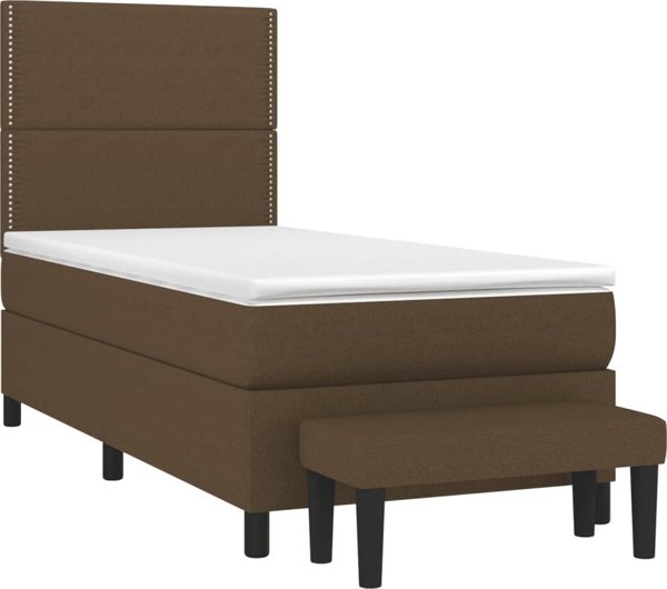 vidaXL Κρεβάτι Continental με στρώμα, καφέ, ύφασμα, 90x190 cm