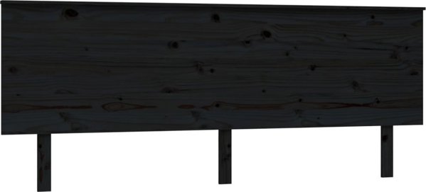 vidaXL Wezglowie lozka czarne 204x6x82,5 cm, lite drewno sosnowe