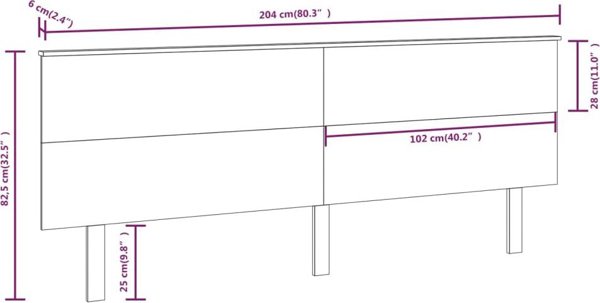 vidaXL Wezglowie lozka czarne 204x6x82,5 cm, lite drewno sosnowe