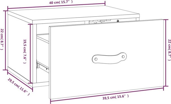 vidaXL Szafki νυκτερινές, κρεμαστές, 2 τεμάχια, 40x29,5x22 εκ, γκρι