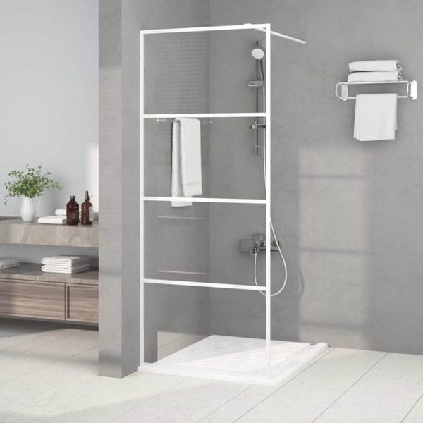 vidaXL Διαχωριστικό ντους, λευκό, 80x195 εκ., διάφανο ESG γυαλί