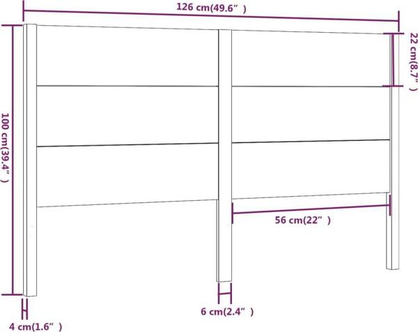 vidaXL Κεφαλάρι κρεβατιού, καφέ, 126x4x100 cm, μασίφ ξύλο πεύκου