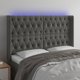vidaXL Κεφαλάρι κρεβατιού με LED, σκούρο γκρι, 147x16x118/128 εκ., βελούδο