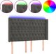 vidaXL Κεφαλάρι κρεβατιού με LED, σκούρο γκρι, 147x16x118/128 εκ., βελούδο