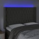 vidaXL Κεφαλάρι κρεβατιού με LED, σκούρο γκρι, 147x16x118/128 εκ., βελούδο