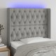 vidaXL Επένδυση κεφαλαριού με LED, ανοιχτό γκρι, 93x16x118/128 εκ., ύφασμα