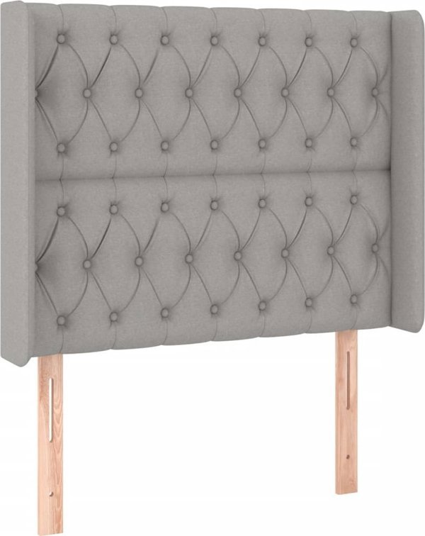vidaXL Επένδυση κεφαλαριού με LED, ανοιχτό γκρι, 93x16x118/128 εκ., ύφασμα