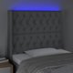 vidaXL Επένδυση κεφαλαριού με LED, ανοιχτό γκρι, 93x16x118/128 εκ., ύφασμα