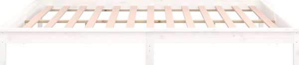 vidaXL Πλαίσιο κρεβατιού με LED, λευκό, 140x190 cm, μασίφ ξύλο