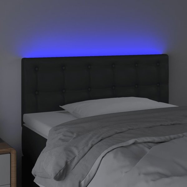 vidaXL Κεφαλάρι κρεβατιού με LED, μαύρο, 90x5x78/88 εκ., συνθετικό δέρμα