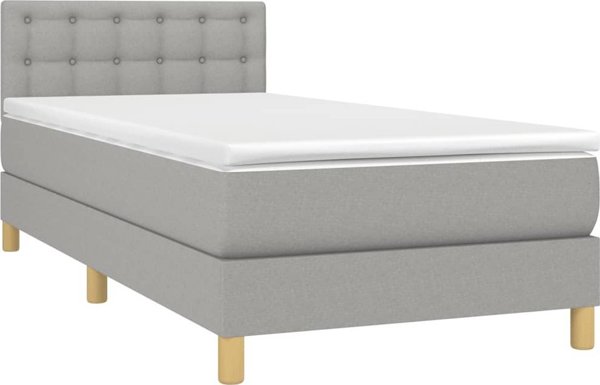 vidaXL Λιτό Κρεβάτι Continental με Στρώμα, Ανοιχτό Γκρι, 90x200 cm, Ύφασμα