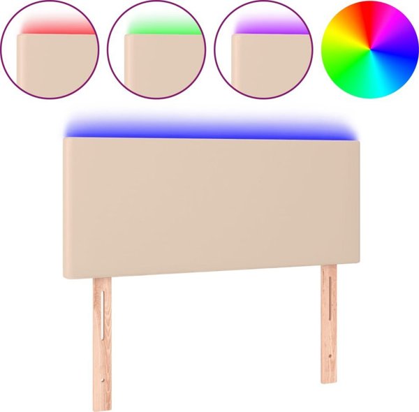 Κεφαλάρι κρεβατιού με LED, cappuccino, 80x5x78/88 cm, οικοδέρμα