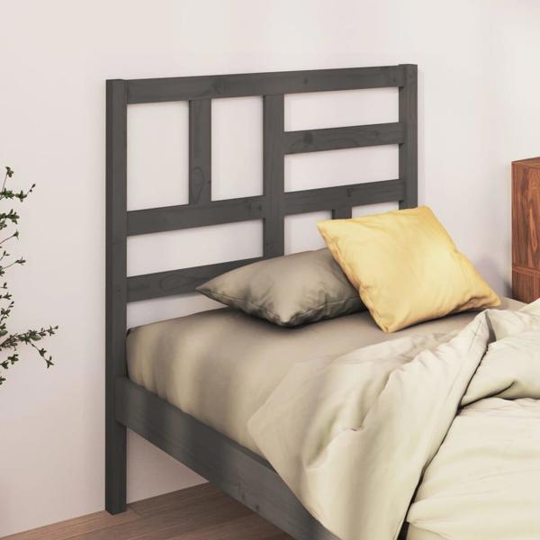 vidaXL Κεφαλάρι κρεβατιού, γκρι, 106x4x104 εκ, μασίφ πεύκο
