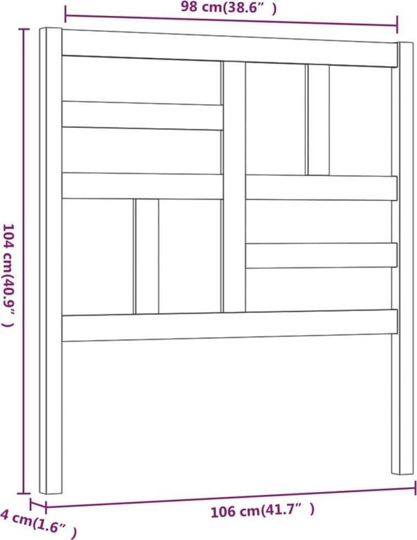 vidaXL Κεφαλάρι κρεβατιού, γκρι, 106x4x104 εκ, μασίφ πεύκο