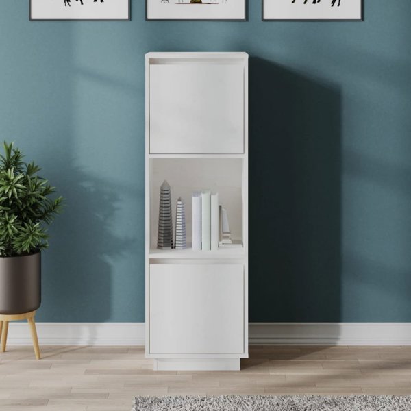 vidaXL Υψηλή Ντουλάπα Λευκή 38x35x117 εκ. από Στερεό Πεύκο