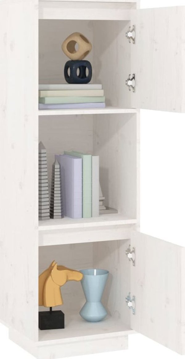 vidaXL Υψηλή Ντουλάπα Λευκή 38x35x117 εκ. από Στερεό Πεύκο
