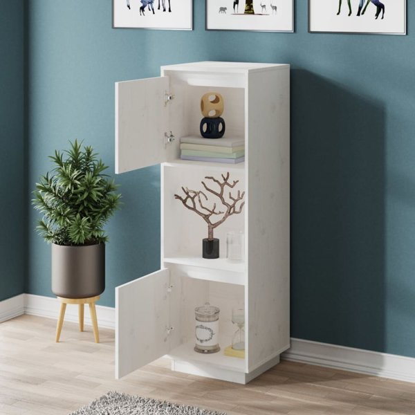 vidaXL Υψηλή Ντουλάπα Λευκή 38x35x117 εκ. από Στερεό Πεύκο