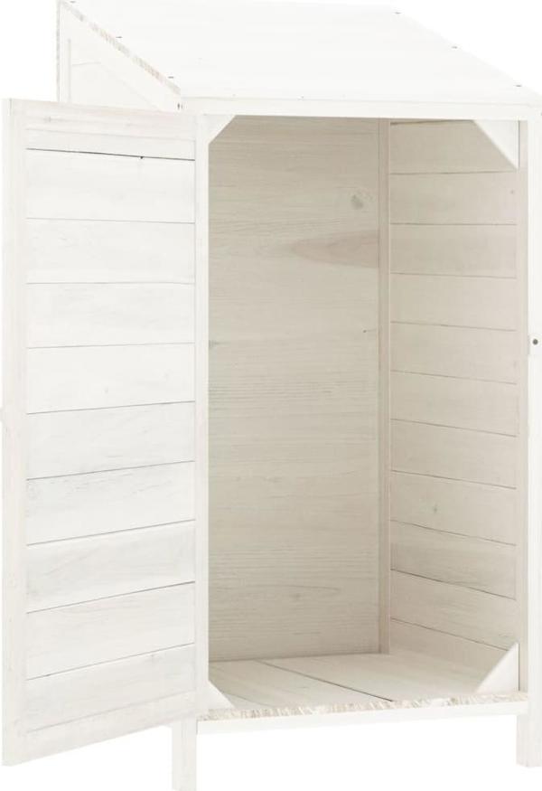 vidaXL Κήπος αποθήκη, λευκό, 55x52x112 cm, από φυσικό ξύλο έλατου