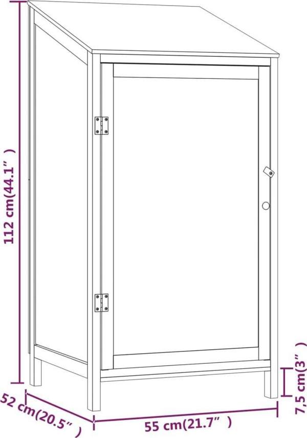 vidaXL Κήπος αποθήκη, λευκό, 55x52x112 cm, από φυσικό ξύλο έλατου