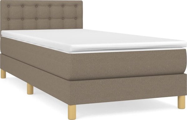vidaXL Κρεβάτι Kontynentalne με Στρώμα, Taupe, Υφασμάτινο, 90x200cm