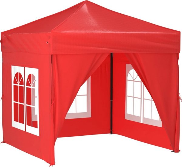vidaXL Skladany namiot imprezowy ze scianami, czerwony, 2x2 m