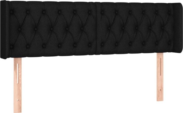 vidaXL Κεφαλάρι Κρεβατιού με LED, Μαύρο, 147x16x78/88 εκ, Ύφασμα