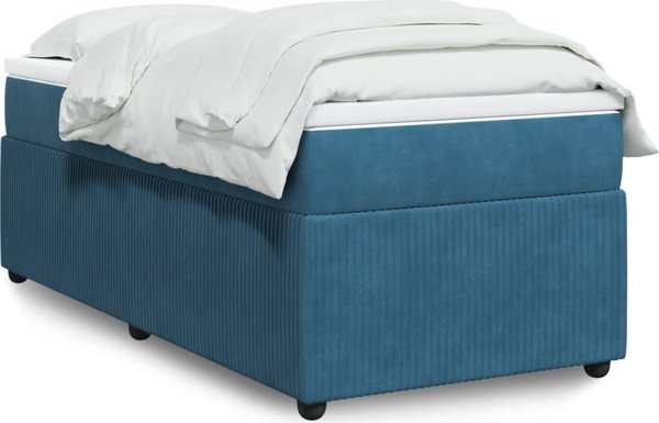 vidaXL Κρεβάτι Continental με Στρώμα, Μπλε, Βελούδο, 100x200 εκ.