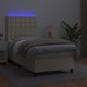 vidaXL Κρεβάτι κοντινεντάλ με LED, στρώμα, κρεμ, οικολογικό δέρμα, 80x200 εκ