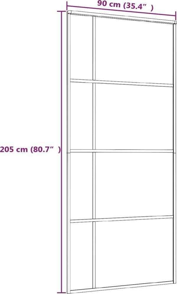 vidaXL Συρόμενη πόρτα, ESG γυαλί και αλουμίνιο, 90x205 cm, μαύρο
