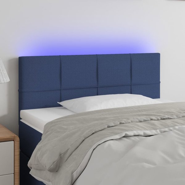 vidaXL Κεφαλάρι Κρεβατιού με LED, Μπλε, 100x5x78/88 cm, Υφασμάτινο