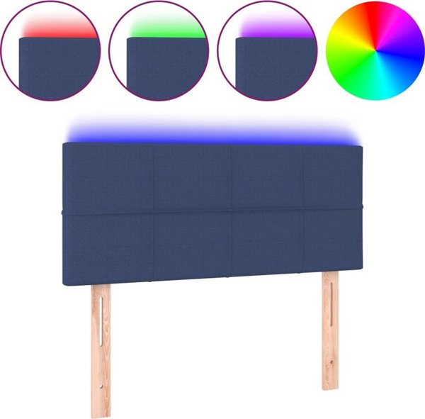 vidaXL Κεφαλάρι Κρεβατιού με LED, Μπλε, 100x5x78/88 cm, Υφασμάτινο
