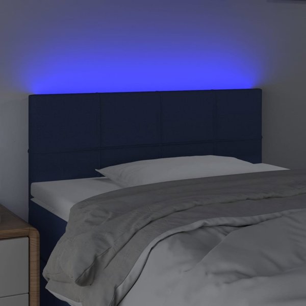 vidaXL Κεφαλάρι Κρεβατιού με LED, Μπλε, 100x5x78/88 cm, Υφασμάτινο