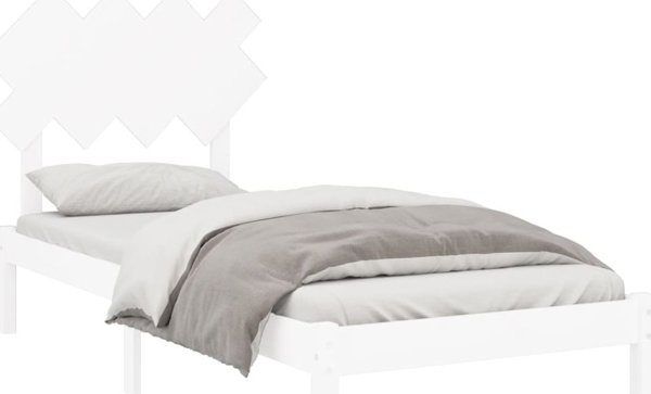 vidaXL Rama κρεβατιού, λευκή, 90x190 cm, μονή, από συμπαγές ξύλο