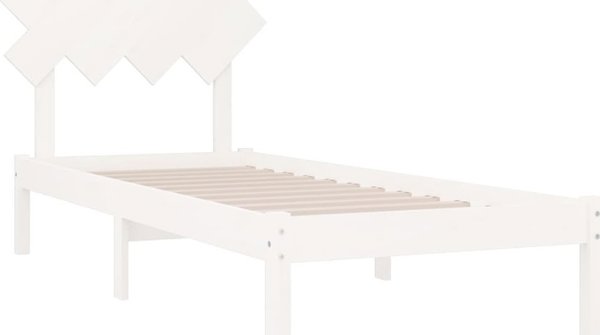 vidaXL Rama κρεβατιού, λευκή, 90x190 cm, μονή, από συμπαγές ξύλο