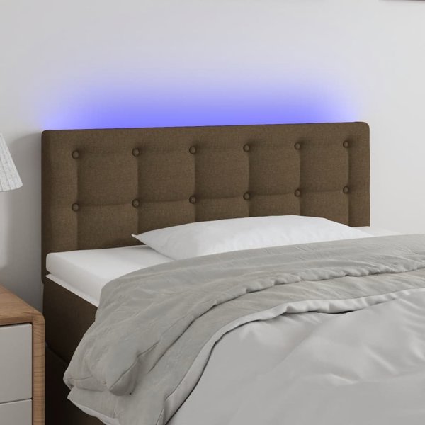vidaXL Κεφαλάρι κρεβατιού με LED, σκούρο καφέ, 90x5x78/88 cm, ύφασμα
