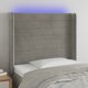 vidaXL Zaglowek do lozka z LED, jasnoszary, 83x16x118/128 cm, aksamit