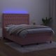 vidaXL Lodzko kontynentalne z materacem i LED, rozowy aksamit 140x200 cm