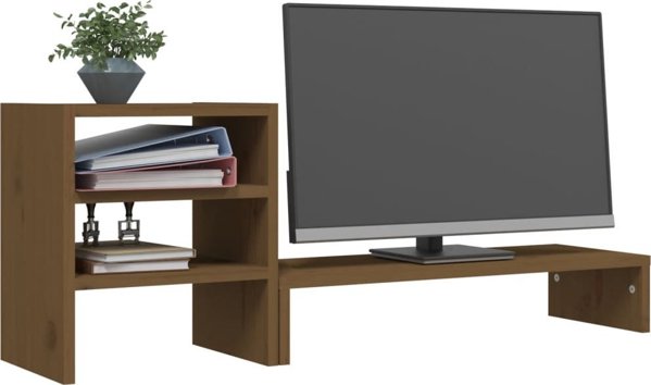 vidaXL Βάση για οθόνη, μελί καφέ, 81x20x30 εκ, από συμπαγές πεύκο