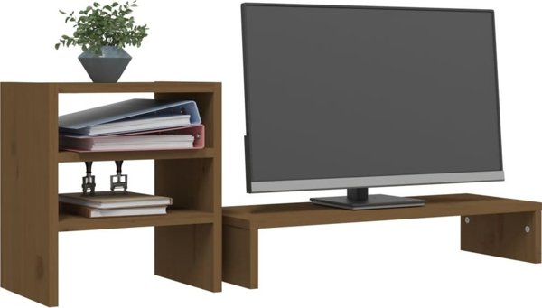 vidaXL Βάση για οθόνη, μελί καφέ, 81x20x30 εκ, από συμπαγές πεύκο