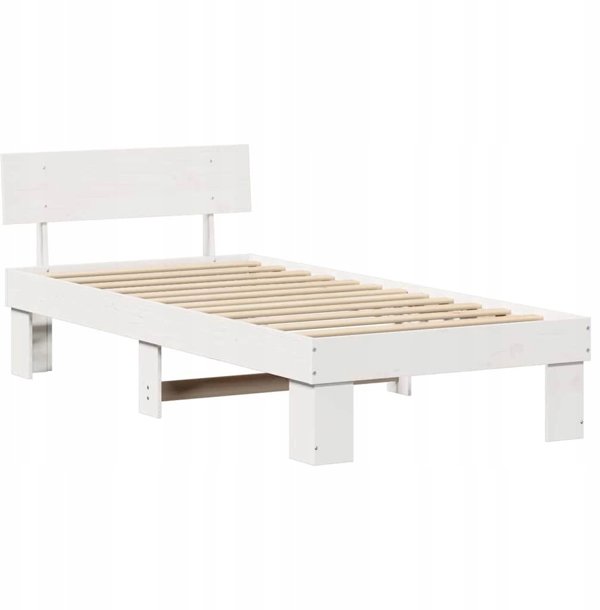 vidaXL Πλαίσιο κρεβατιού με κεφαλάρι Λευκό 80 x 200 cm Μασίφ ξύλο πεύκου