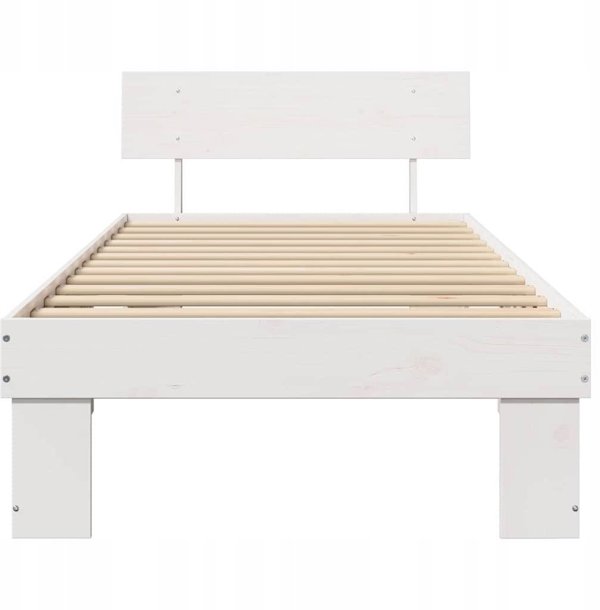 vidaXL Πλαίσιο κρεβατιού με κεφαλάρι Λευκό 80 x 200 cm Μασίφ ξύλο πεύκου