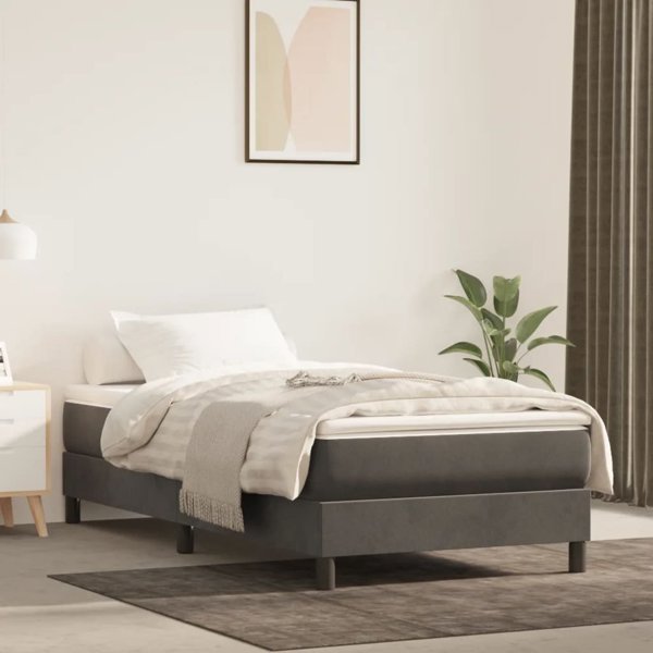 vidaXL vidaXL Materac kieszeniowy, ciemnoszary, 90x200x20 cm, aksamit