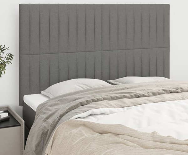 vidaXL Zaglowki do lozka, 4 sztuki, ciemnoszare, 72x5x78/88 cm, tkanina