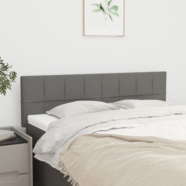 vidaXL Zaglowki do lozka, 2 szt., ciemnoszare, 72x5x78/88 cm, tkanina