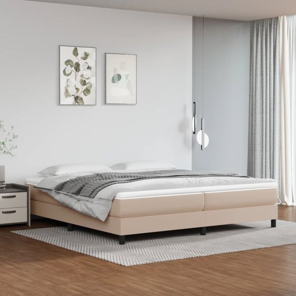 vidaXL Κρεβάτι Continental με Στρώμα, Καπουτσίνο Συνθετικό Δέρμα 200x200 εκ.