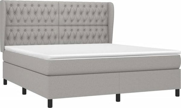 vidaXL Κρεβάτι Continental με Στρώμα, Ανοιχτό Γκρι, Υφασμάτινο, 180x200 cm