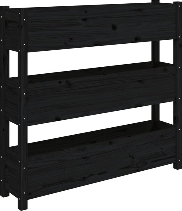 vidaXL Donica, czarna, 112x25x104,5 cm, lite drewno sosnowe